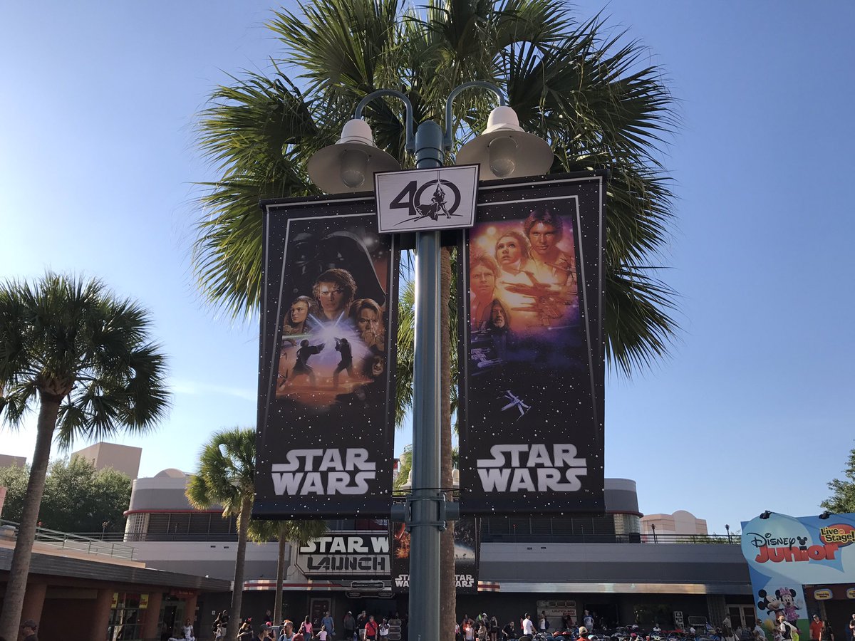 WDWNT's tweet photo. Star Wars 40th anniversary banners are up near Launch Bay https://t.co/oOgaoY9F0Q