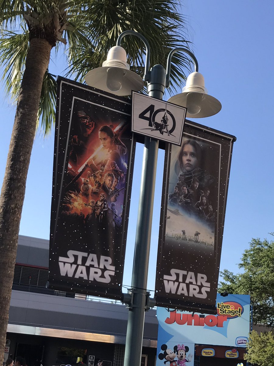 WDWNT's tweet photo. Star Wars 40th anniversary banners are up near Launch Bay https://t.co/oOgaoY9F0Q