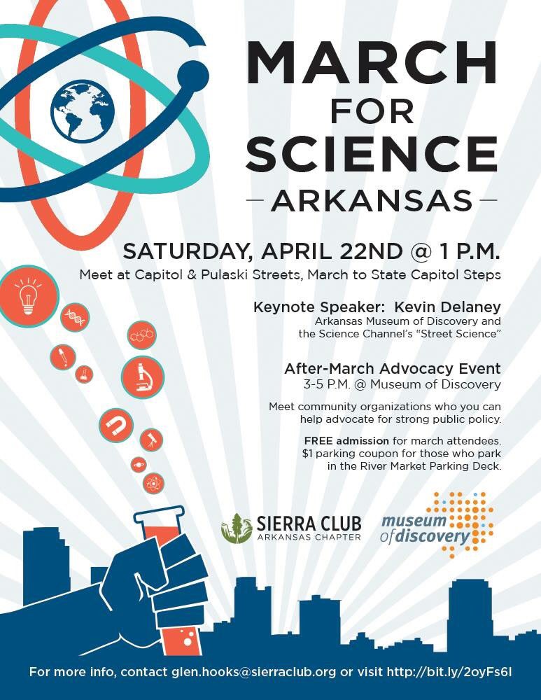 ARMarch4Science's tweet image. Official poster for AR March For Science--April 22! #ARMarch4Science
