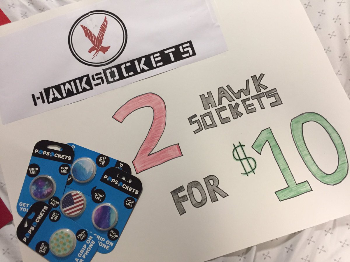 HawkSockets's tweet photo. Only 4 MORE DAYS to get a HawkSocket on the back of your phone. Catch us in all lunch periods this week and make your life better😎 #Deals https://t.co/TLMSaFAdF3