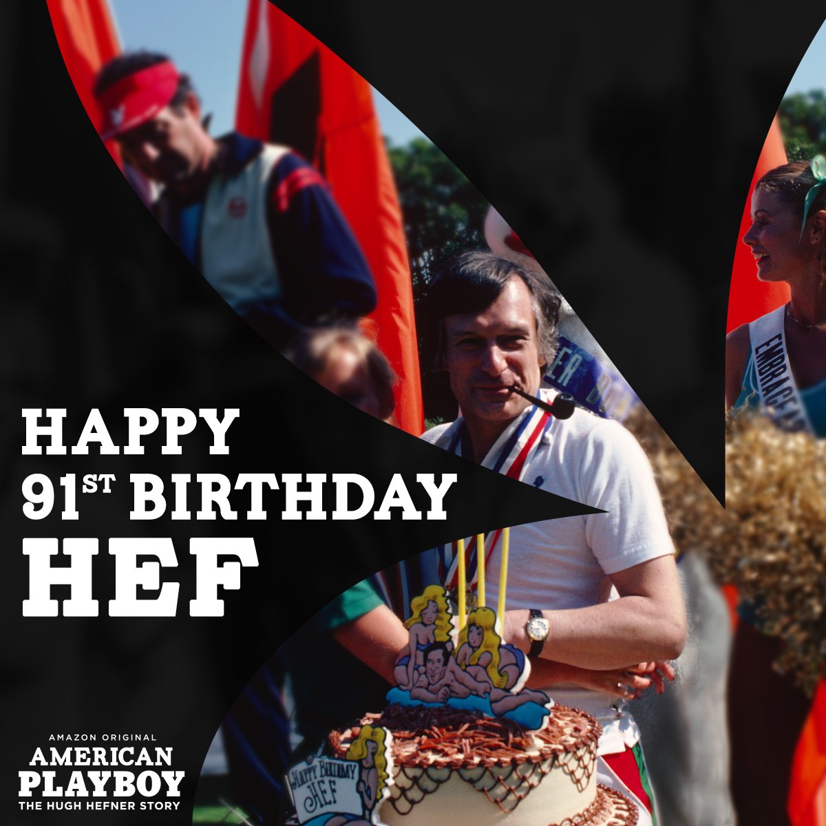 PrimeVideo's tweet photo. #HappyBDayAmericanPlayboy! Stream #AmericanPlayboy: The Hugh Hefner Story now on #PrimeVideo: https://t.co/dLKU4jS6e9 https://t.co/u4Lwu9EtL3