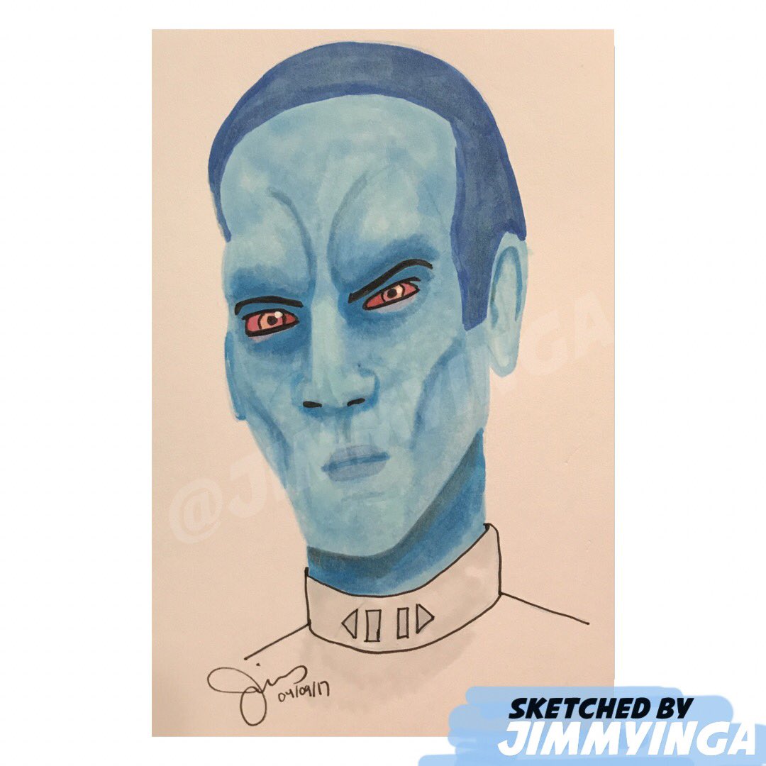 JimmyinGA's tweet photo. I #sketched an #GrandAdmiralThrawn from #Rebels. #Thrawn is one of the most interesting characters in #StarWars. #CopicMarkers #Sketch https://t.co/5tiGVXO57L