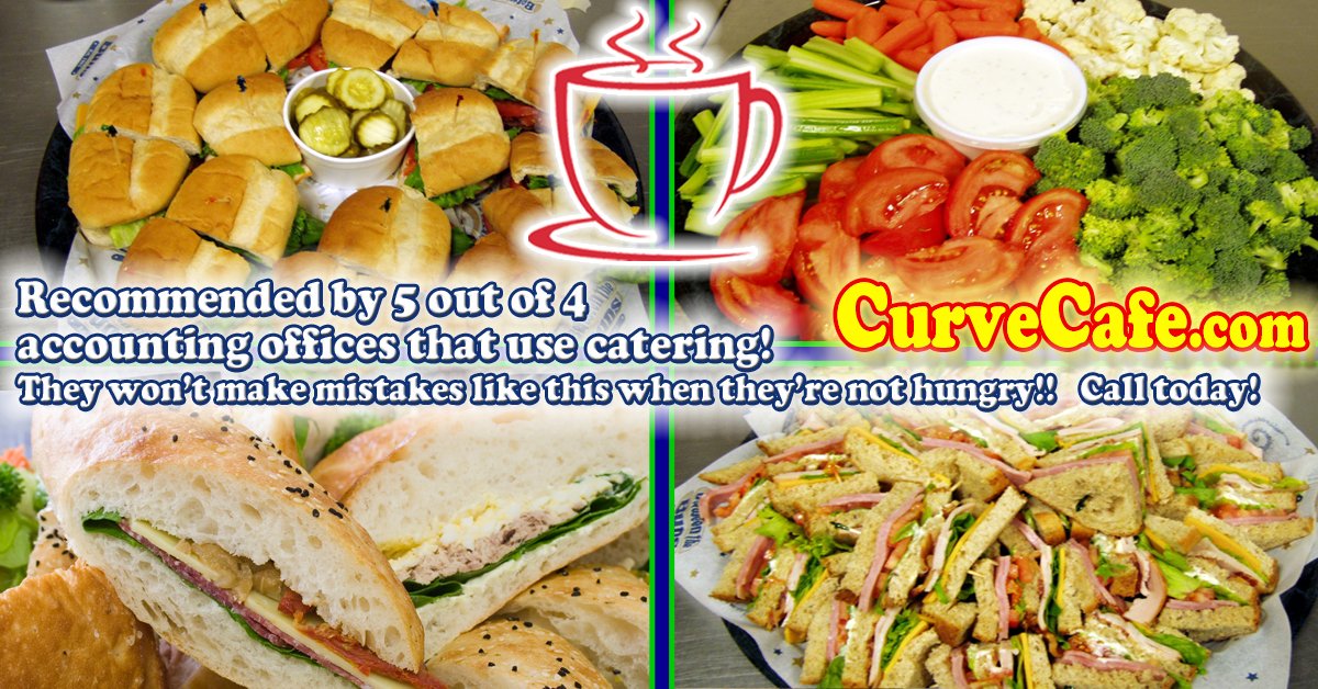 CurveCafe's tweet photo. Accountants, CPAs, bookkeepers - don't run out for lunch, let us bring it to you!  Keep the team running strong!
https://t.co/ldggIGeGw6 https://t.co/bWKroekxDU