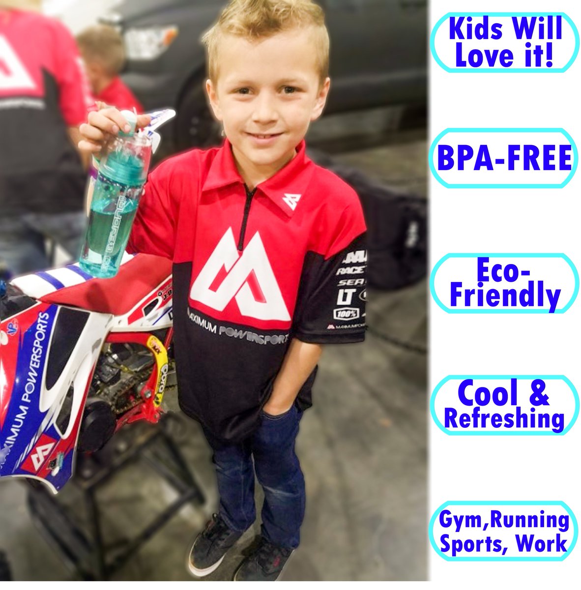 Spray water bottle, great for cooling and staying hydrated