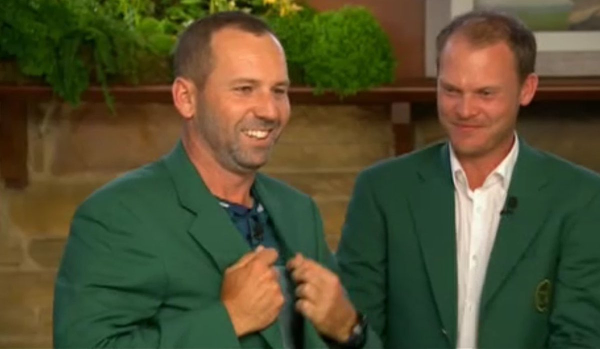 sportbible's tweet photo. Sergio Garcia has his green jacket. 👏🏻👏🏻👏🏻 https://t.co/O7U4qy1C4j