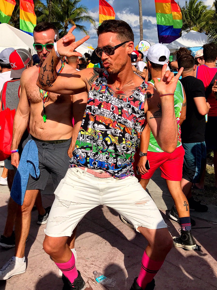 Having the best time at #miamibeachgaypride sporting a fabulous tank top by @tylerwallachstudio #gaypride #miamibeach #beproud