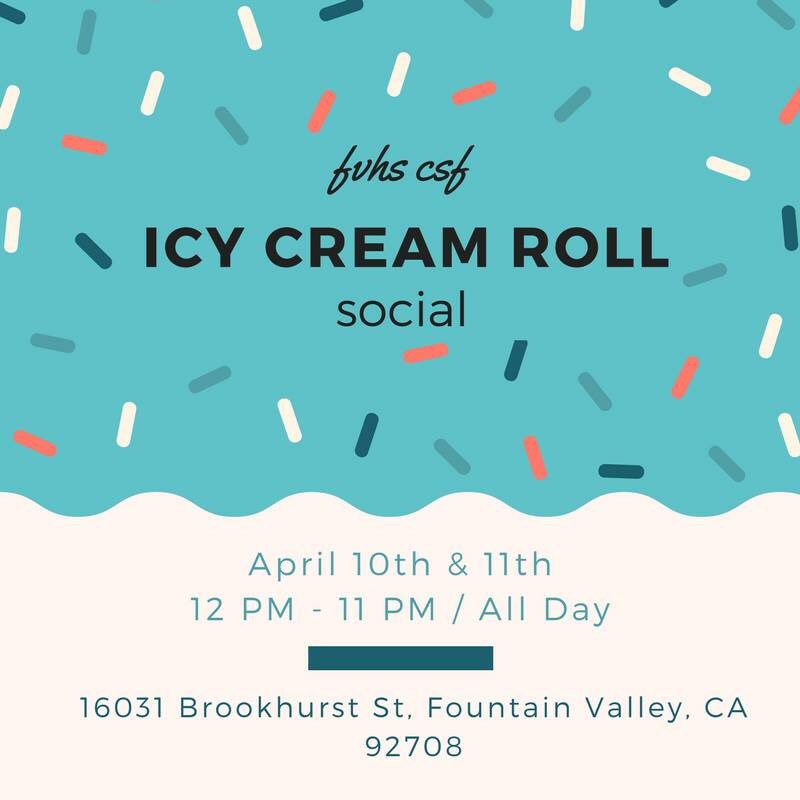 csfvhs's tweet photo. 🍦🍦Support us at our Icy Cream Roll Social this Mon. &amp; Tues! Remember to print out the official flyer found on the FB event page!🍦🍦 https://t.co/Fpv8ANOMM8