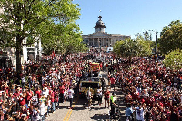 SECNetwork's tweet photo. Today: PARADE DAY!

📍 Columbia, South Carolina - Home of the National Champions, @GamecockWBB!!!! https://t.co/7yo47exSab