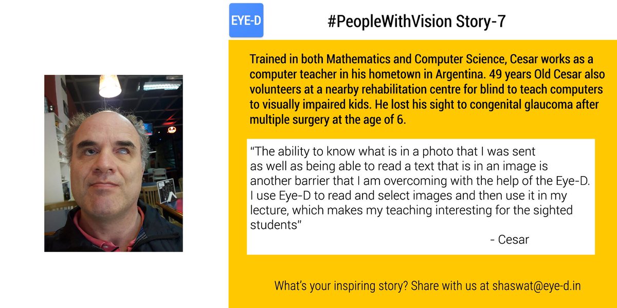 HelloEyeD's tweet photo. Read about Cesar in our #PeopleWithVision mini series and follow the link to know more about his journey https://t.co/R4Te67EFDk https://t.co/oKP9WX0ypY