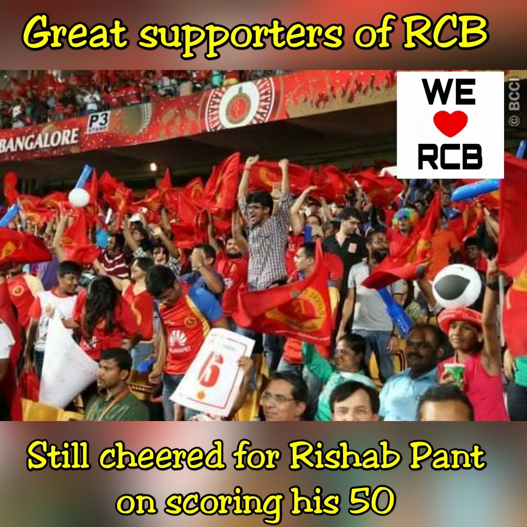 WeLoveRCB's tweet photo. Best crowd support for a reason :)

#PlayBold @RCBTweets @NagsMr @IPL #VIVOIPL https://t.co/yjg3DRGcFC