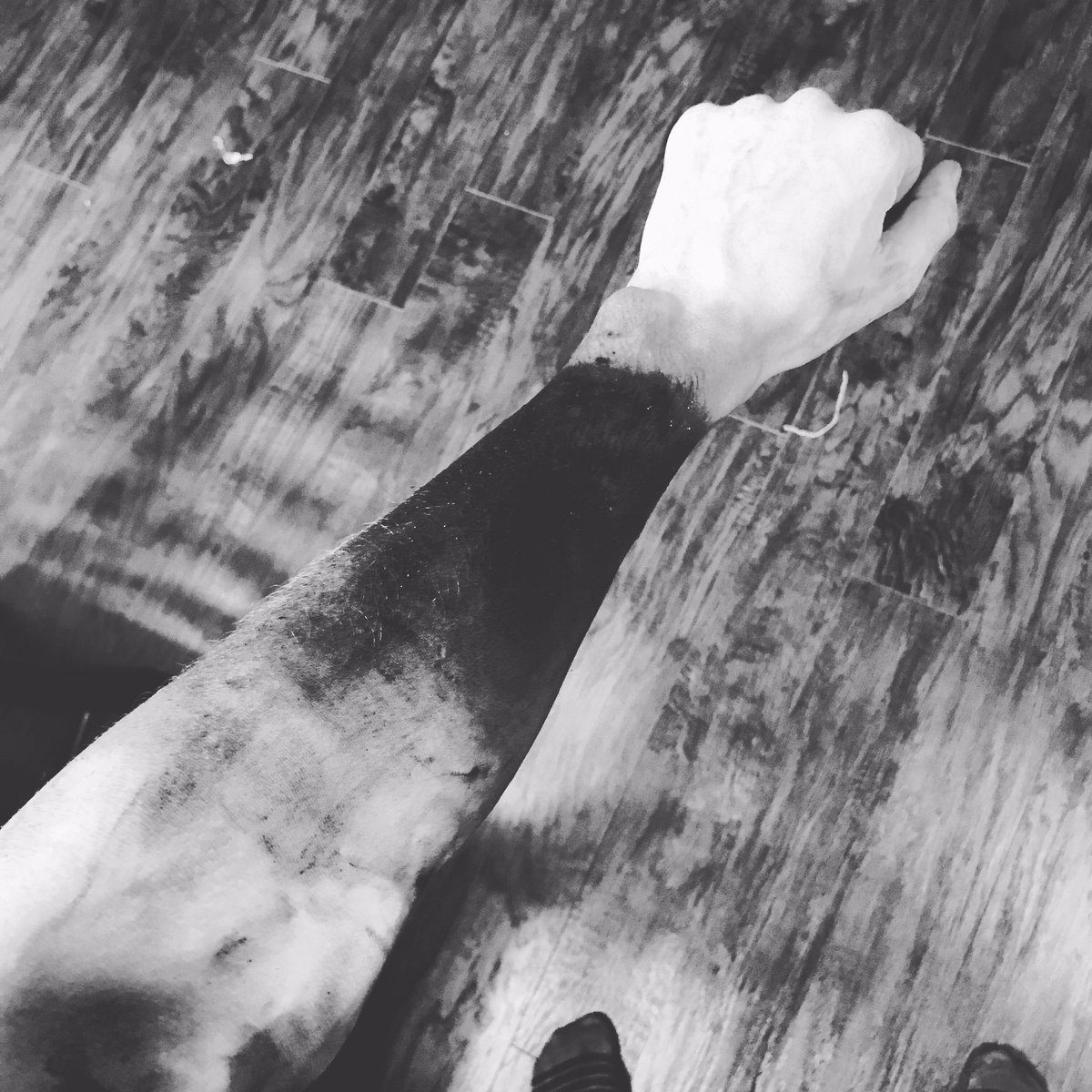 Now I know what it's like to have blackout tattoos. Post-garage fixing my pos car.