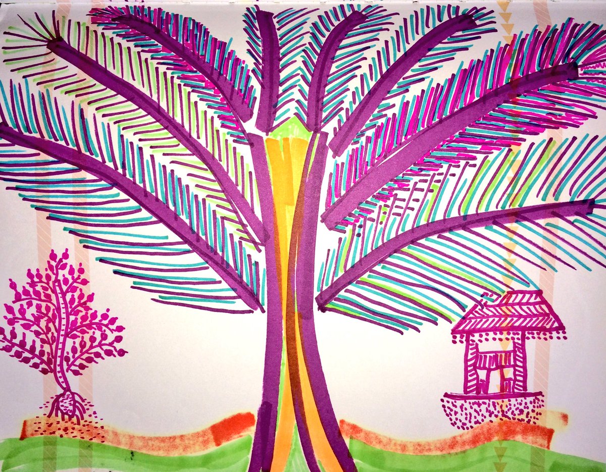 ColorWriteDraw's tweet image. Palm trees inspire. #drawing #coloring #joy
