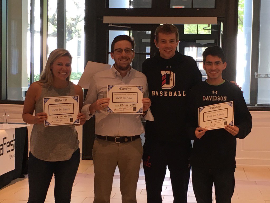 laheyer's tweet photo. So proud of team McClure-in-Series, Best in Show #MAT341 #DataFest17 @DavidsonCollege https://t.co/vqRs4kK02H