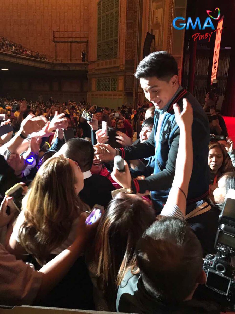 gmapinoytv's tweet photo. Mga #KapusoAbroad, say hello to the Pambansang Bae @aldenrichards02! Sana hindi pa nauubos ang oxygen sa venue! #GMAPinoyTV https://t.co/ibWuRiMmCs