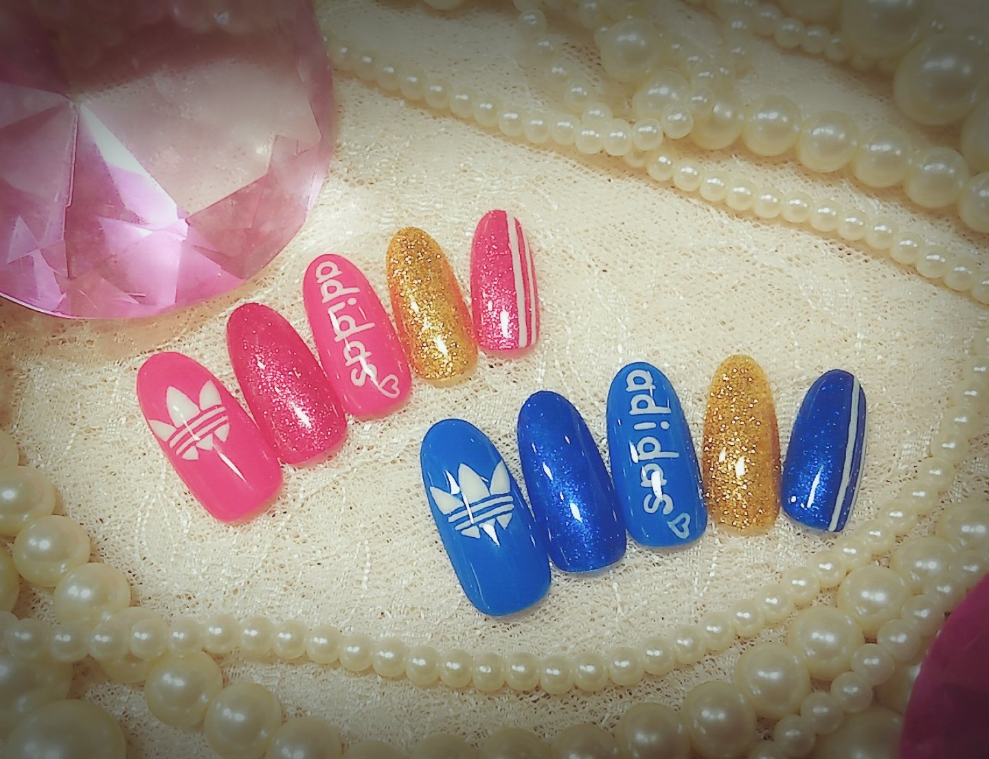 すずpabo 今日はいっぱい ネイルチップ作った ฅ ฅ もっと練習して もっと上手くなりたい Adidasネイル 刺繍ネイル タイダイネイル T Co Ebupgbex5p Twitter