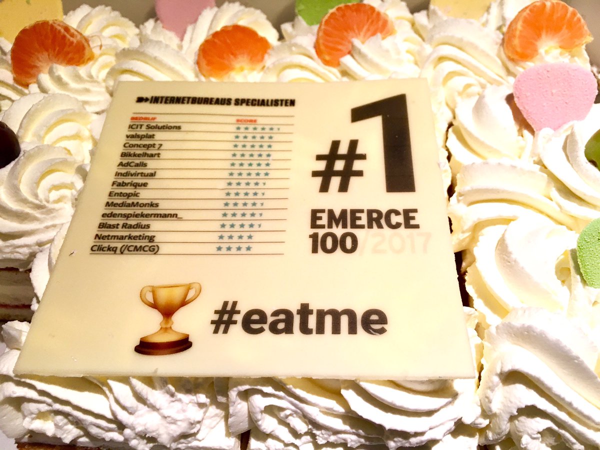 Wie nr.1 wordt in de #emerce100 moet trakteren! Dus tijd voor taart bij de beste online specialist van NL! #eatme 

icit.nl/bureau/actueel…