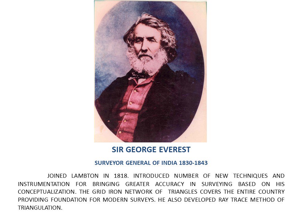 PIB India on Twitter: "#SurveyOfIndia:Sir George Everest joined Lambton in 1818;introduced new techniques &amp; instrumentation for greater accuracy in surveying 7/n https://t.co/8gNidlTsNO" / Twitter