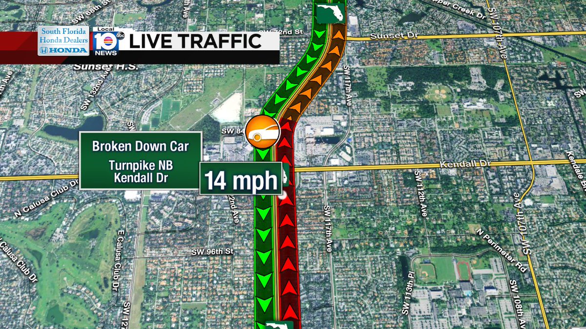Broken Down Car on Turnpike NB at Kendall Dr #traffic https://t.co/KcBWuI9BJB