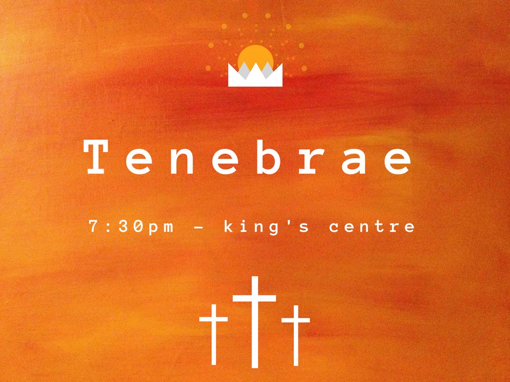 kingscen's tweet photo. Our Tenebrae service is this Friday at 7:30pm at the King's Centre! https://t.co/PkGMhMywG5