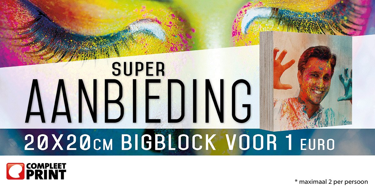 #Superaanbieding nu voor deze #actie. Bigblock voor maar #1euro <a href="/Compleetprint/">Compleetprint.nl</a>