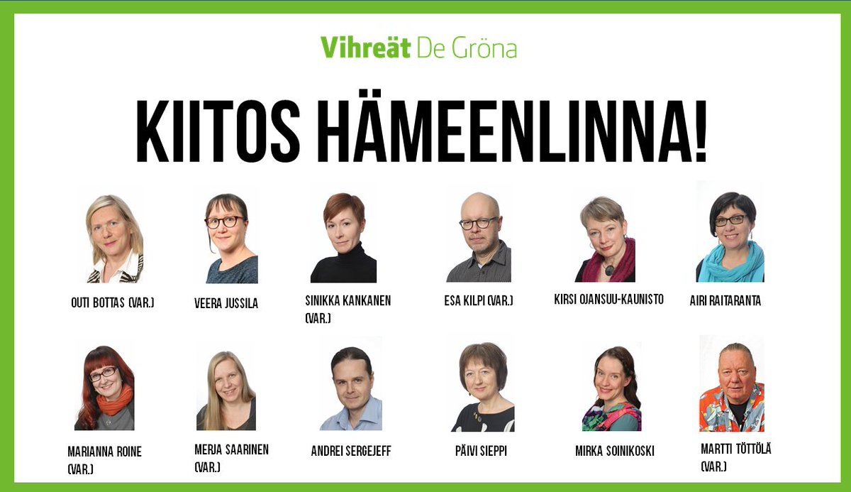 hmlvi's tweet photo. Kiitos #Hämeenlinna! #vihreät kolmanneksi suurin puolue! #Vaalit2017 https://t.co/S2N7BFEJzV