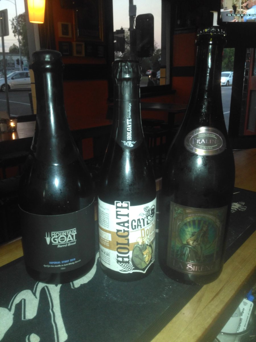 TheFoxHotel's tweet photo. @goatbeer 2016 Imperial Stout, @holgatebeer Double Trouble, @lasirenebrewing Praline. All perfect beers for this miserable weather!  #winter https://t.co/HG7fuhoF6w