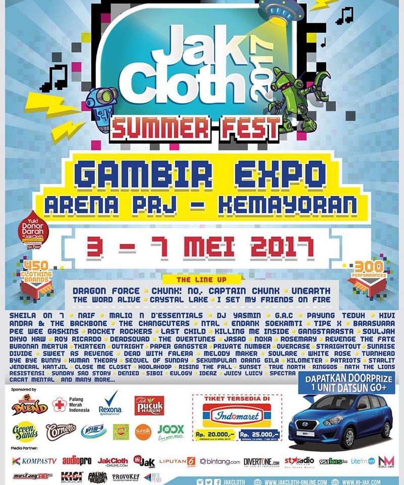 jangan lupa "JAKCLOTH SUMMER FEST 2017" sekarang hadir di Gambir Expo  (arena PRJ Kemayoran) mulai tanggal 3-7 mei 2017