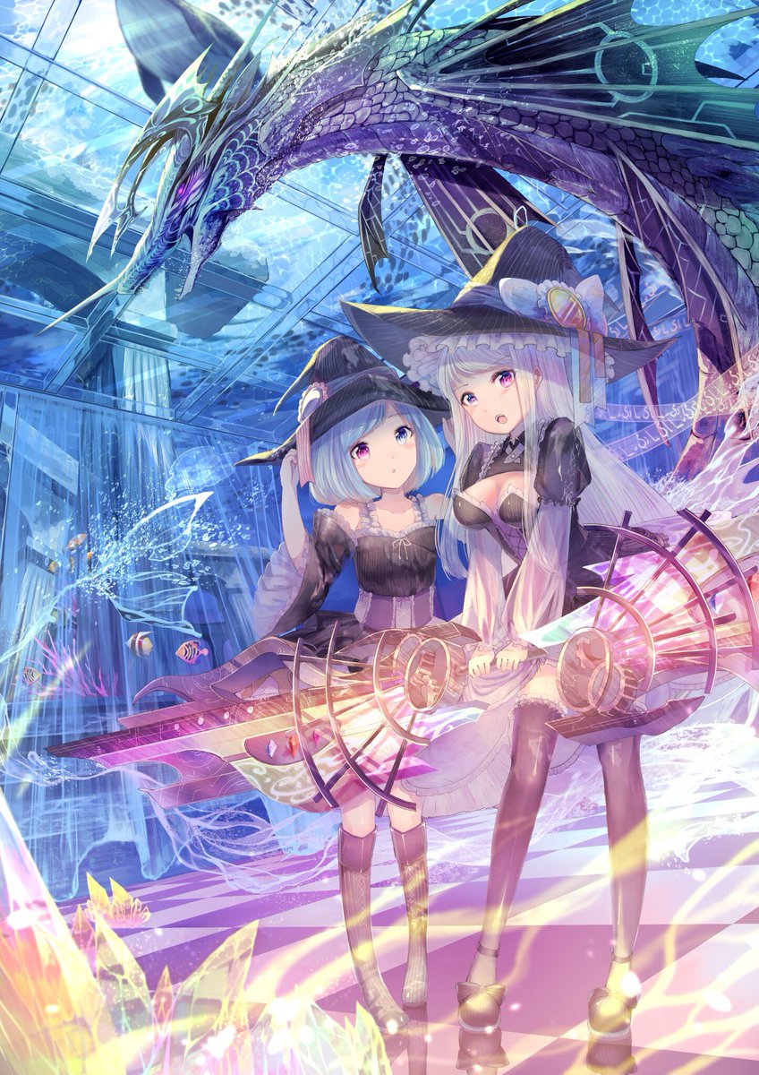 「「海底に眠る秘密」 キャラデザから製作。 後ろのリヴァイアサン頑張りました…」|ねぎまぷりん✨️100枚目に万フォロワーになる絵師のイラスト