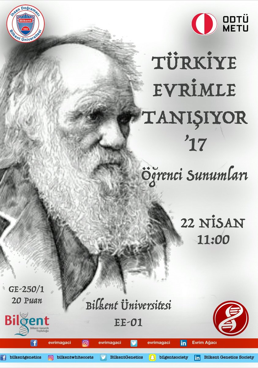 x.com/BilkentGenetic…

Arkadaşlar 22 Nisanda gerçekleşecek Evrim  etkinliğimize hepiniz davetlisiniz. Gelin birlilte evrim tartışalımm. 😎