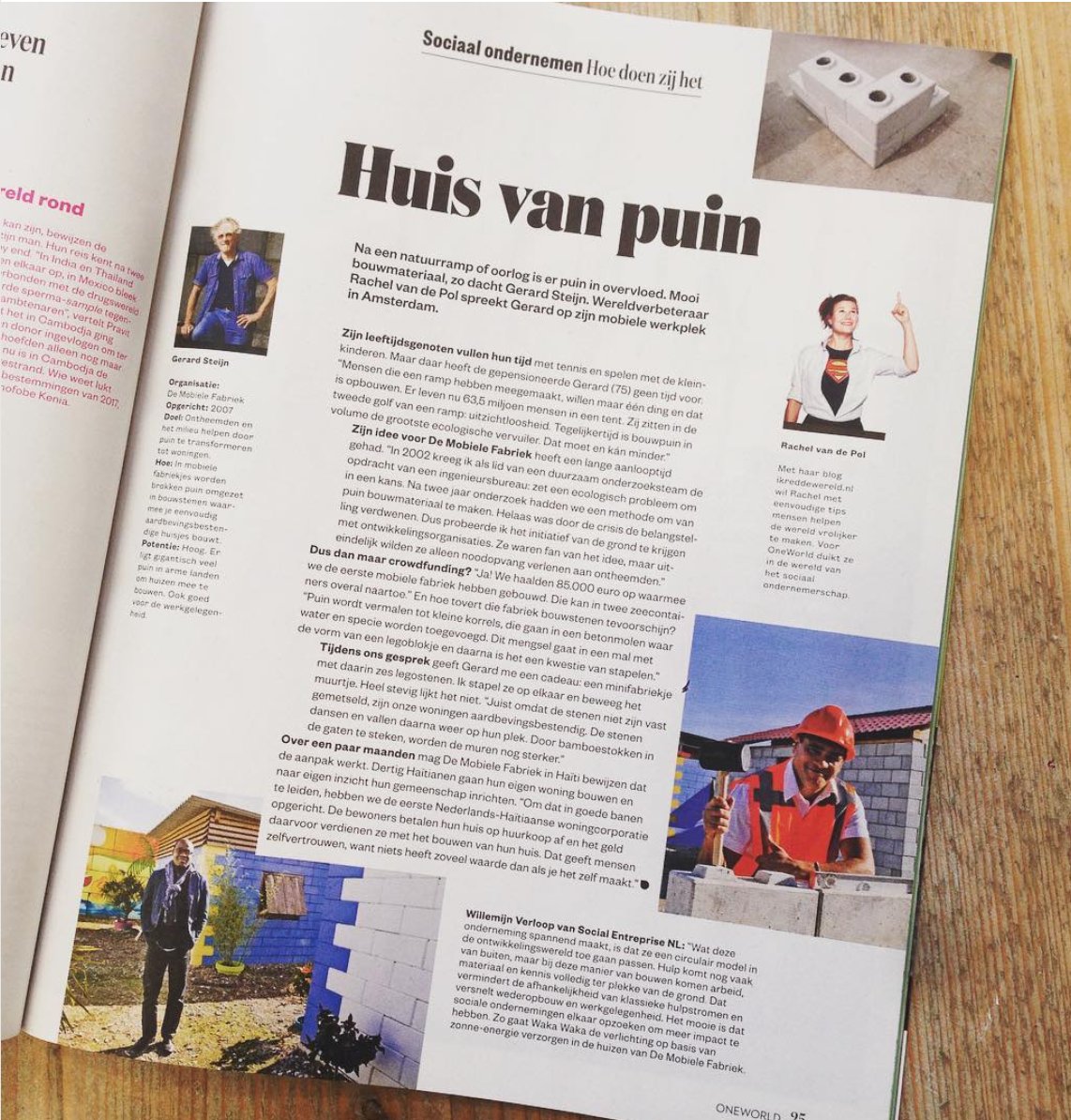 Gespot! <a href="/MobileFactoryNL/">The Mobile Factory</a> - jullie staan in de nieuwe <a href="/oneworldnl/">oneworldnl</a> met een fijn interview! #sociaalondernemen #socent #allemaallezen