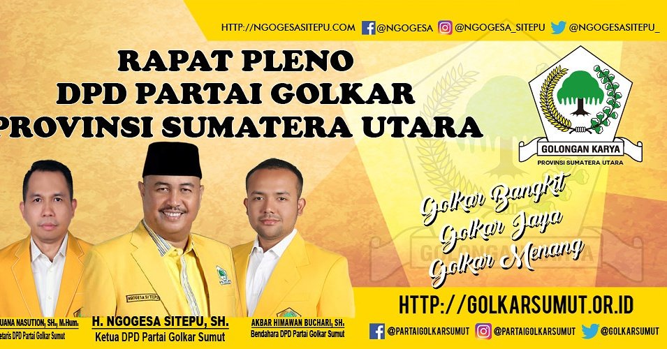 GolkarSumut's tweet photo. Golkar Bangkit 
Golkar Jaya
Golkar Menang
#golkar #partaigolkar #golkarsumut #ngongesa #ngongesasitepu #sumut #sumutuntukrakyat #sumutsatu https://t.co/eKBWGrPUmr