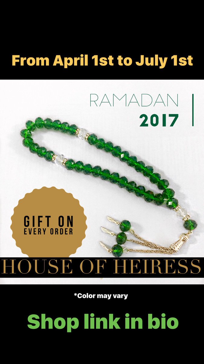 HouseOfHeiress's tweet photo. Get this gorgeous #tesbih #prayerbeads FREE gift on EVERY PURCHASE made from today! LIMITED OFFER #Ramadan #2017 https://t.co/uHFpjaVkPT