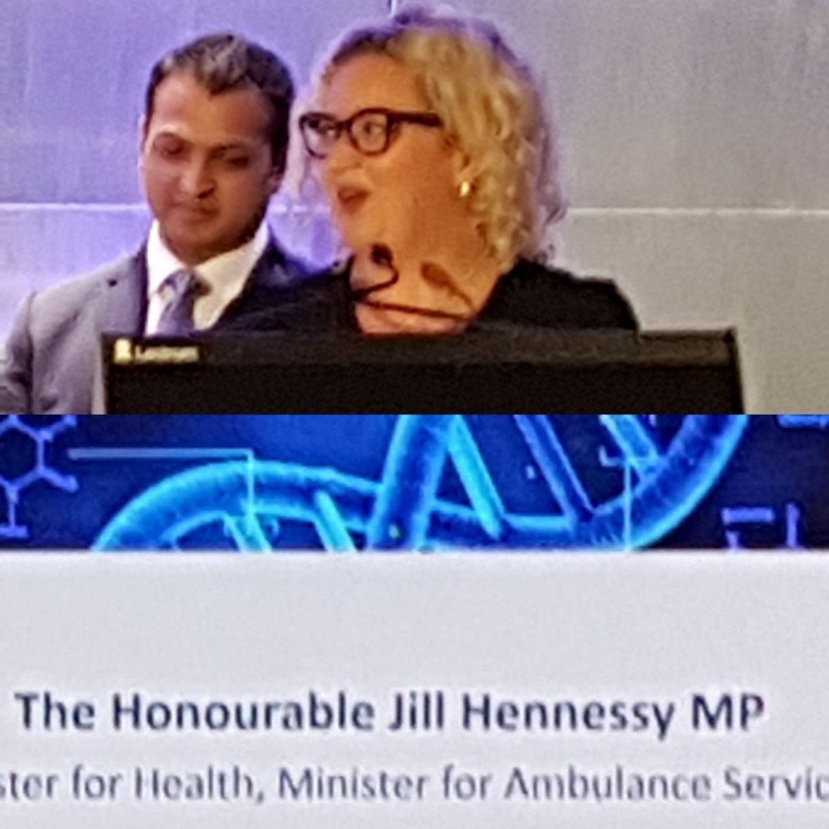 JuliaLPage's tweet photo. @JillHennessyMP recognizing former #PAHMR recipient and tonight's MC Dr Peter DeCruz https://t.co/VXHvWwpLxX