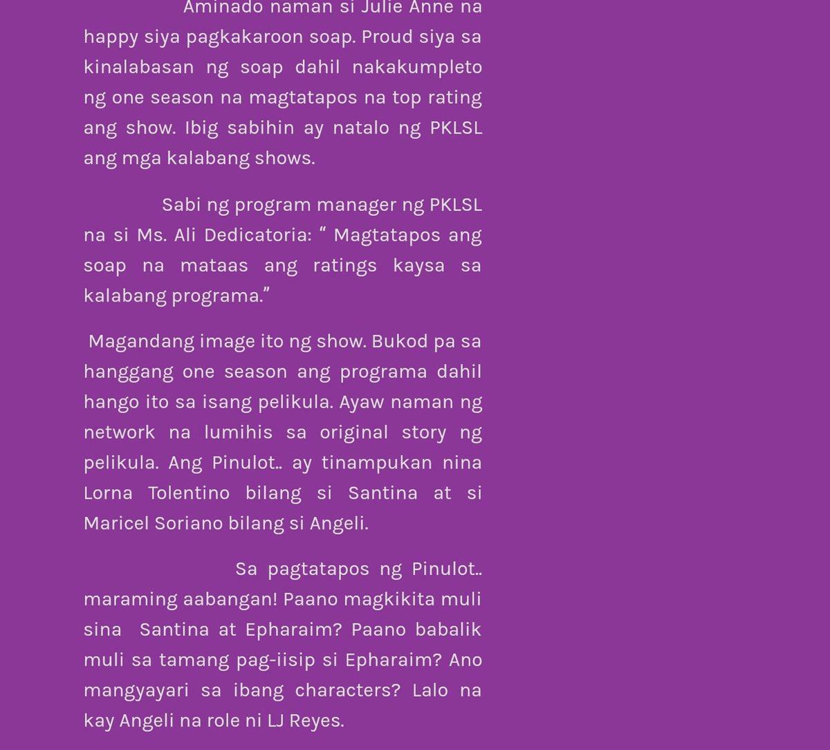 graceygraceme2's tweet photo. @jencorona83 OH BASAHIN MO HA HINDI KXE LAHAT nasusulat tama ung iba naninira lang OK GV LNG tau enjoy the show and support #PKLSLHulingLunes https://t.co/n9wc1sibKG