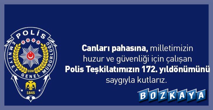 seyapi's tweet image. Polis Teşkilatımızın 172. yıldönümünü saygıyla kutlarız.