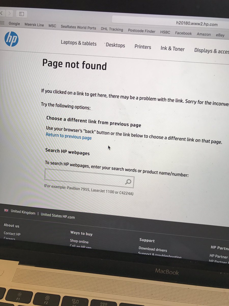 simonrthornton's tweet photo. @HPUK rubbish website. Full of broken links and can't find a HP LaserJet MPF 477. No phone number either 😡 https://t.co/FPdXvChfn6