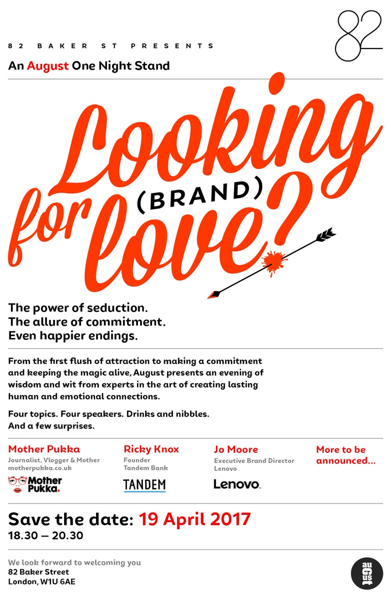Looking for Brand Lurv? <a href="/AugustMedia/">August</a> presents an evening of wisdom in the art of lasting emotional connection RSVP: bit.ly/2p9pMmx
