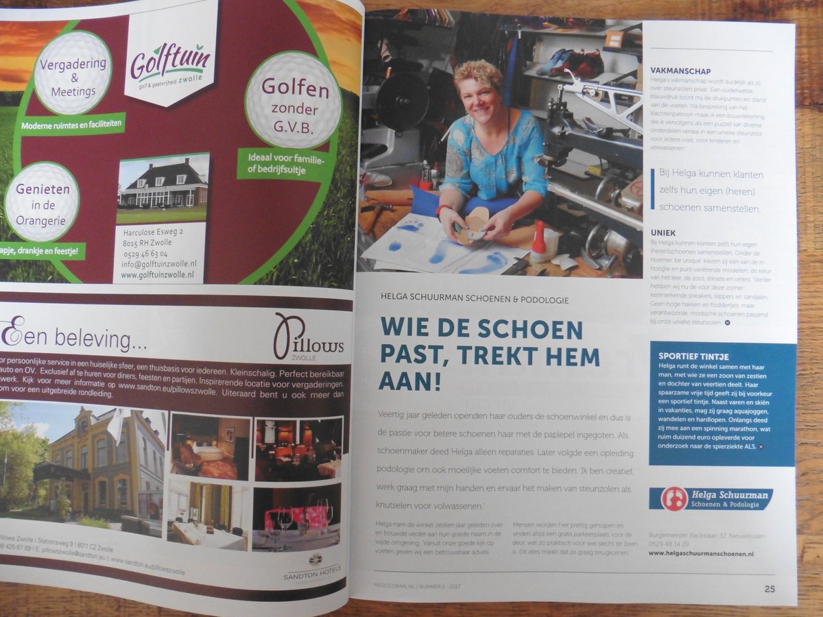 Weer een mooie <a href="/Regiolokaal/">Regiolokaal</a> met op pagina 25 een artikel over Helga Schuurman Schoenen &amp; Podologie door <a href="/Kopijatelier/">Kopijatelier</a>. Wat een passie!