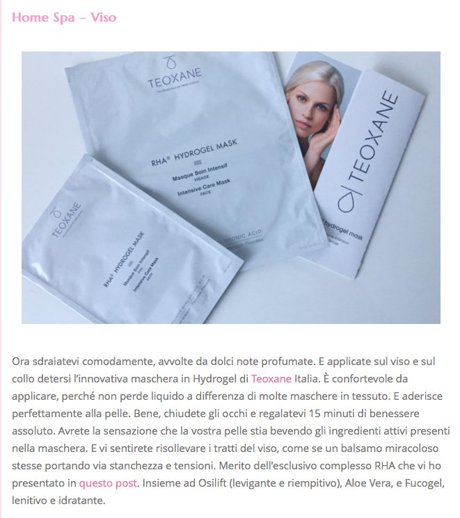 HOME SPA VISO-COLLO Valeria Arizzi, cocoetlavieenrose.com/home-spa-benes…, sulla maschera di bellezza Teoxane. Scoprila anche tu: it.teoxane-beauty.com/produit/43-rha…