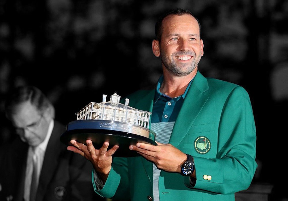 CrownGolf's tweet photo. Nice jacket @TheSergioGarcia and to win on your idol's birthday, some call that fate! #TheMasters #ForSeve https://t.co/78iyPFZEVv
