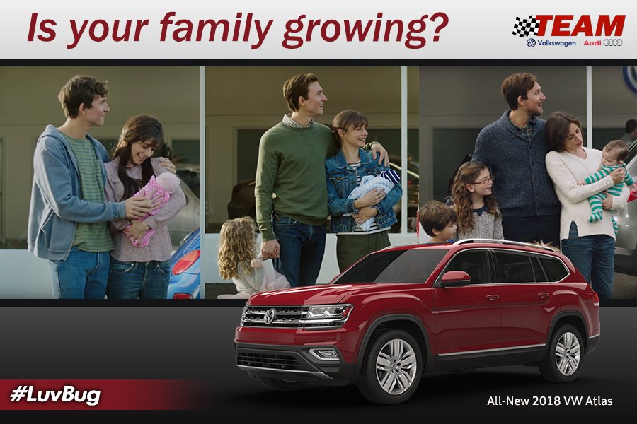 teamvwon30's tweet photo. Is your family growing? The 2018 @VW #Atlas is your answer. Learn all about it here: https://t.co/QEhSGXmzMD #TeamVW #LuvBug #Volkswagen https://t.co/f20MGBiexS