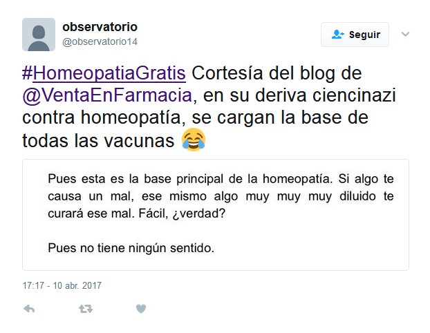 Cortesía del blog de VentaEnFarmacia, en su deriva ciencinazi contra homeopatía, se cargan la base de todas las vacunas