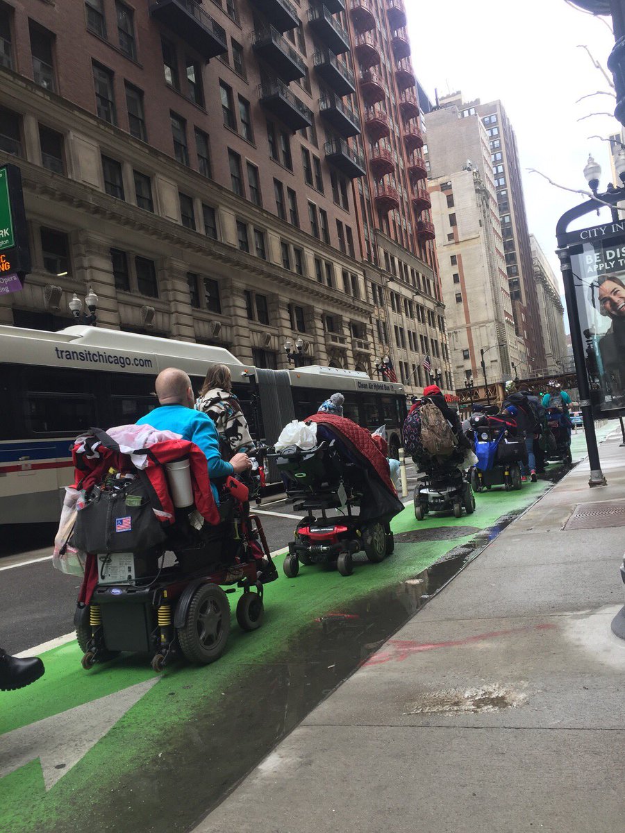 NationalADAPT's tweet photo. ADAPT is on the move in Chicago this morning. #ADAPTtakesCHI #CripTheVote #CripResistance #ChiADAPT https://t.co/JjgekAakpt