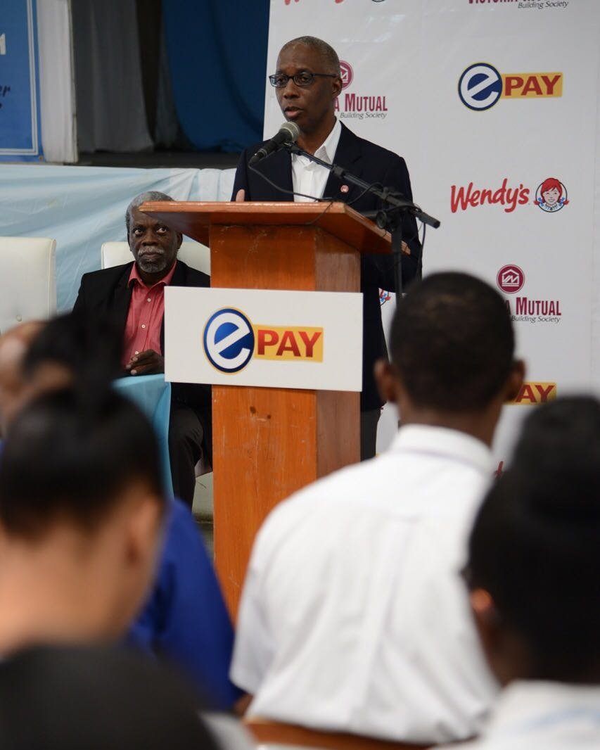 Our CEO for Building Society Operations, Peter Reid, bringing remarks at the official launch of the Schools Cashless Initiative!