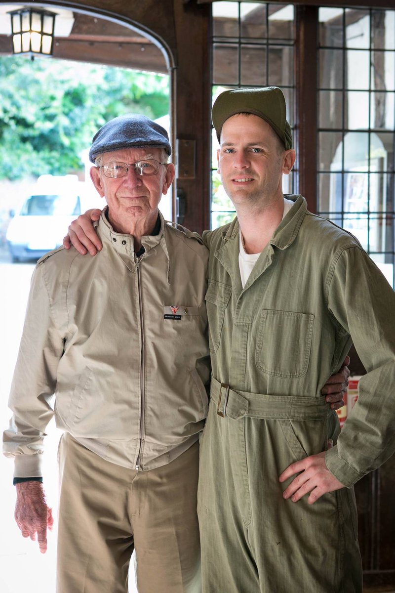 SwanLavenham's tweet photo. Pictured here on the left is Olen Glen Lacy, veteran of the 487th BG, 8th USAAF who attended our #VE70 anniversary weekend in May 2015 https://t.co/XqGekrnZ9K