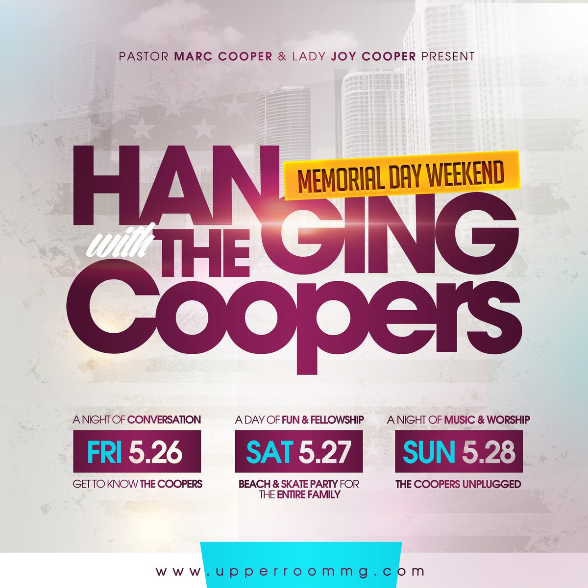Hanging with the Coopers. Memorial Day Weekend. May 26-28th. More info coming.
