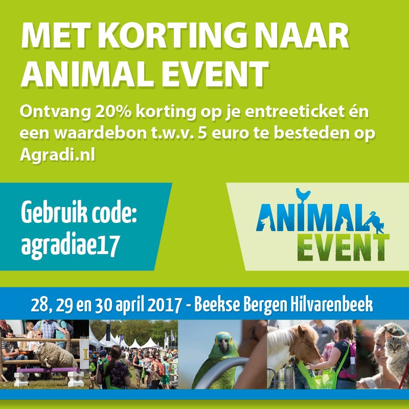 Met 20% korting naar #animalevent -&gt; agradi.nl/animal-event