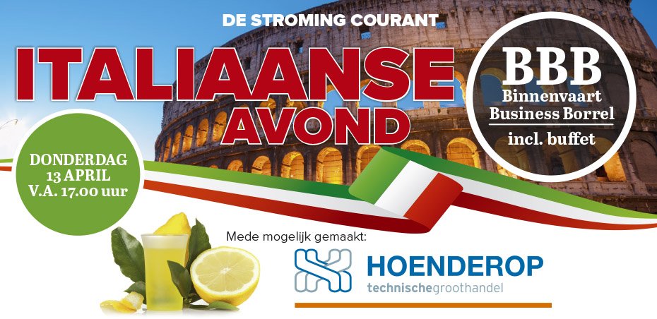 Donderdag 13 april sponsort #HoenderopBV de BBB Borrel met als thema “Italiaanse avond” bij WiQui in Zwijndrecht. Komt u ook gezellig langs?