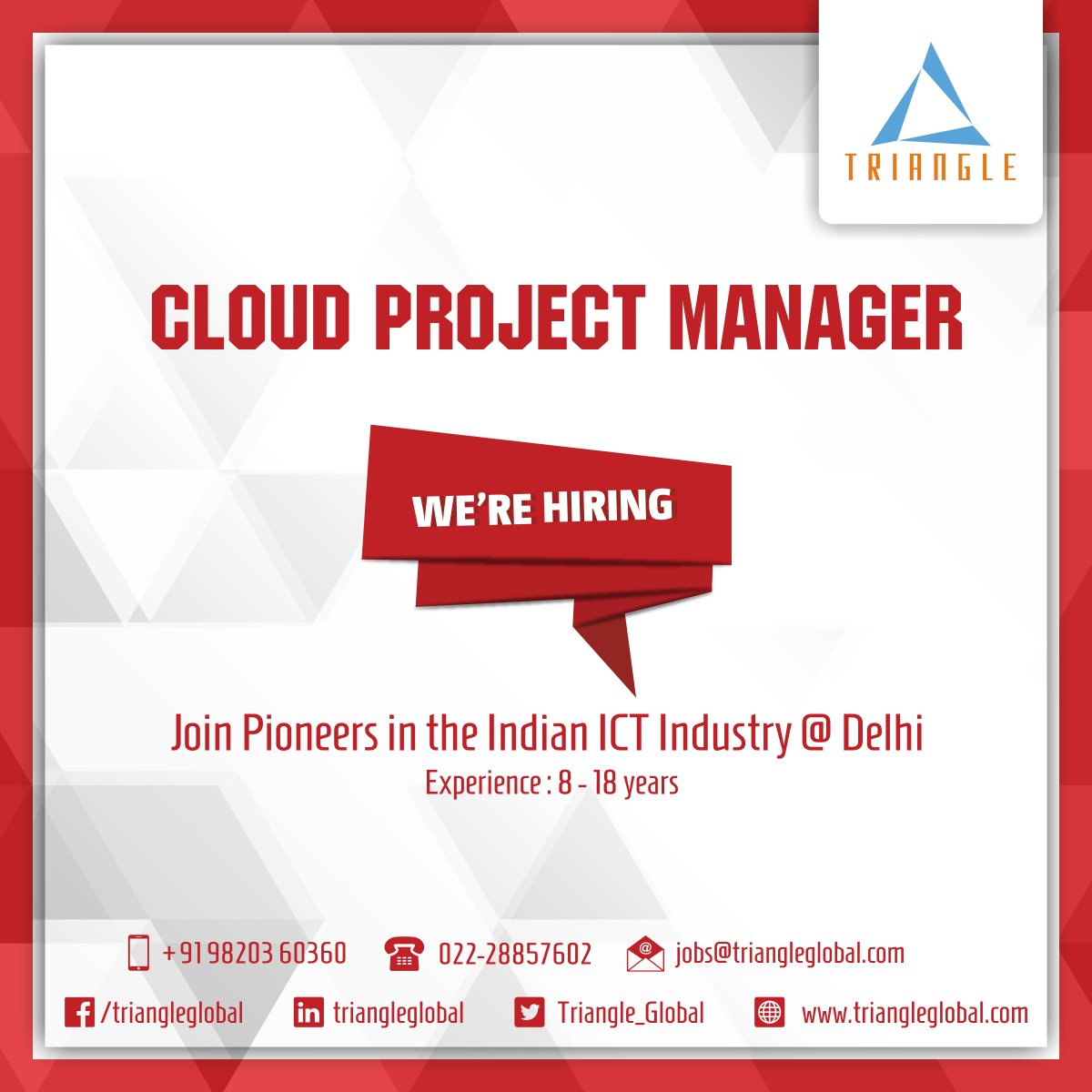 Triangle_Global's tweet photo. #Project #Manager https://t.co/naUKqju1c5 … …  #ITjobsbyTriangle https://t.co/qNcULZljLM