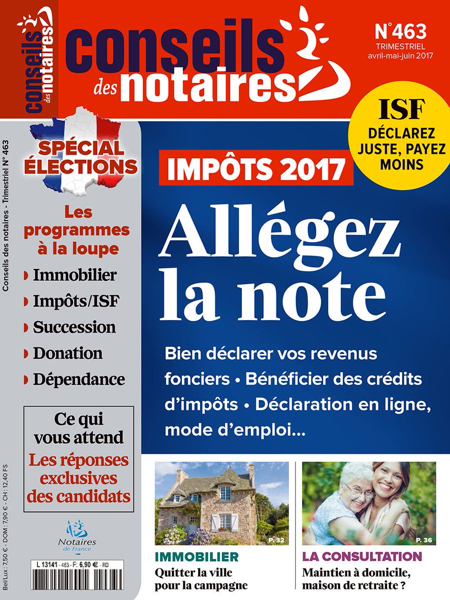 bnichou's tweet photo. Fiscalité des #donations et #successions. D��couvrez les propositions des candidats dans Conseils des #notaires. En vente en kiosque. 6,90 € https://t.co/FzeCeJ4NZF